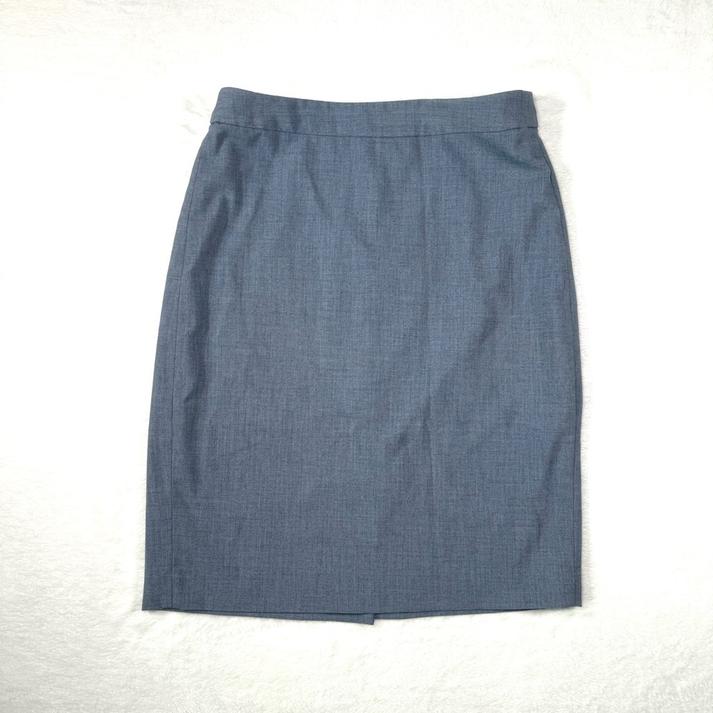Banana Republic Pencil Skirt Size 2 Gray Blue Straight Back Slit Zipper‎ Stretch